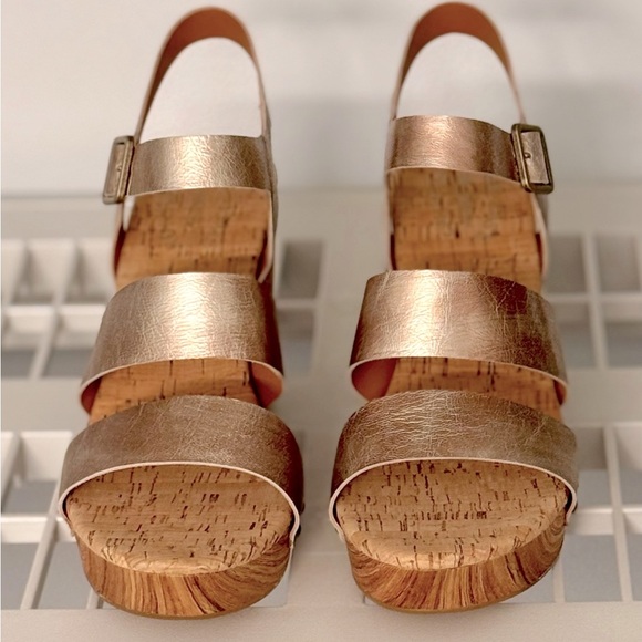 NIB‎ Kork-Ease Della Slingback Platform Sandal Light Gold Size 10 - Picture 7 of 14